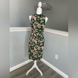 Lulus green and pink midi bodycon dress